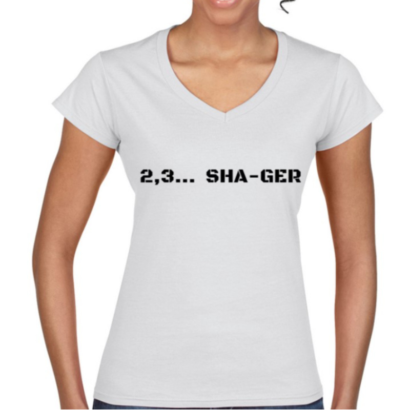 Woman white V-NECK - short sleeve (2,3 SHA-GER) Main Image